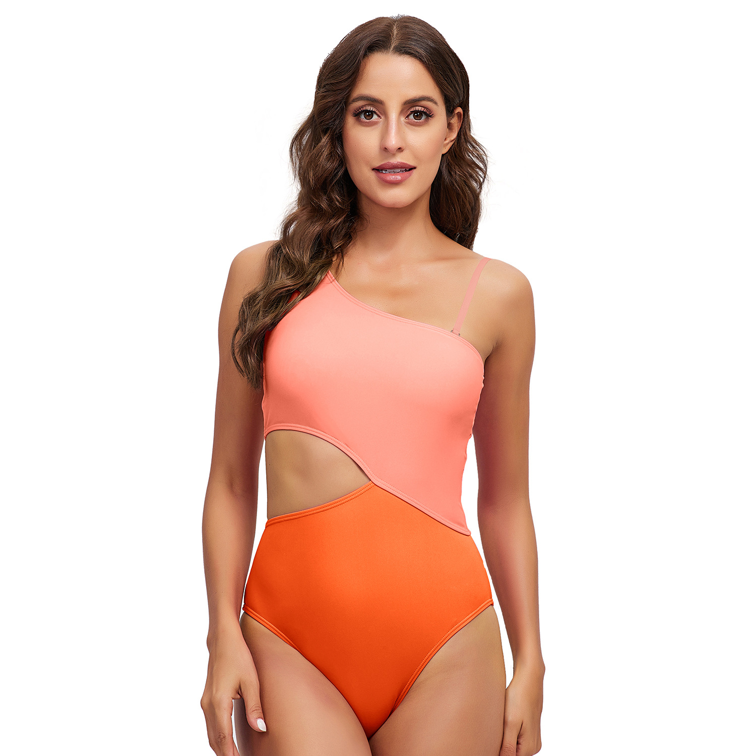 Open Back Triangle One Piece Swimsuit multicolour B020