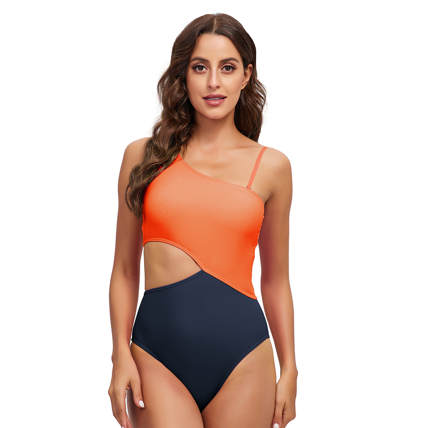 Open Back Triangle One Piece Swimsuit multicolour B020