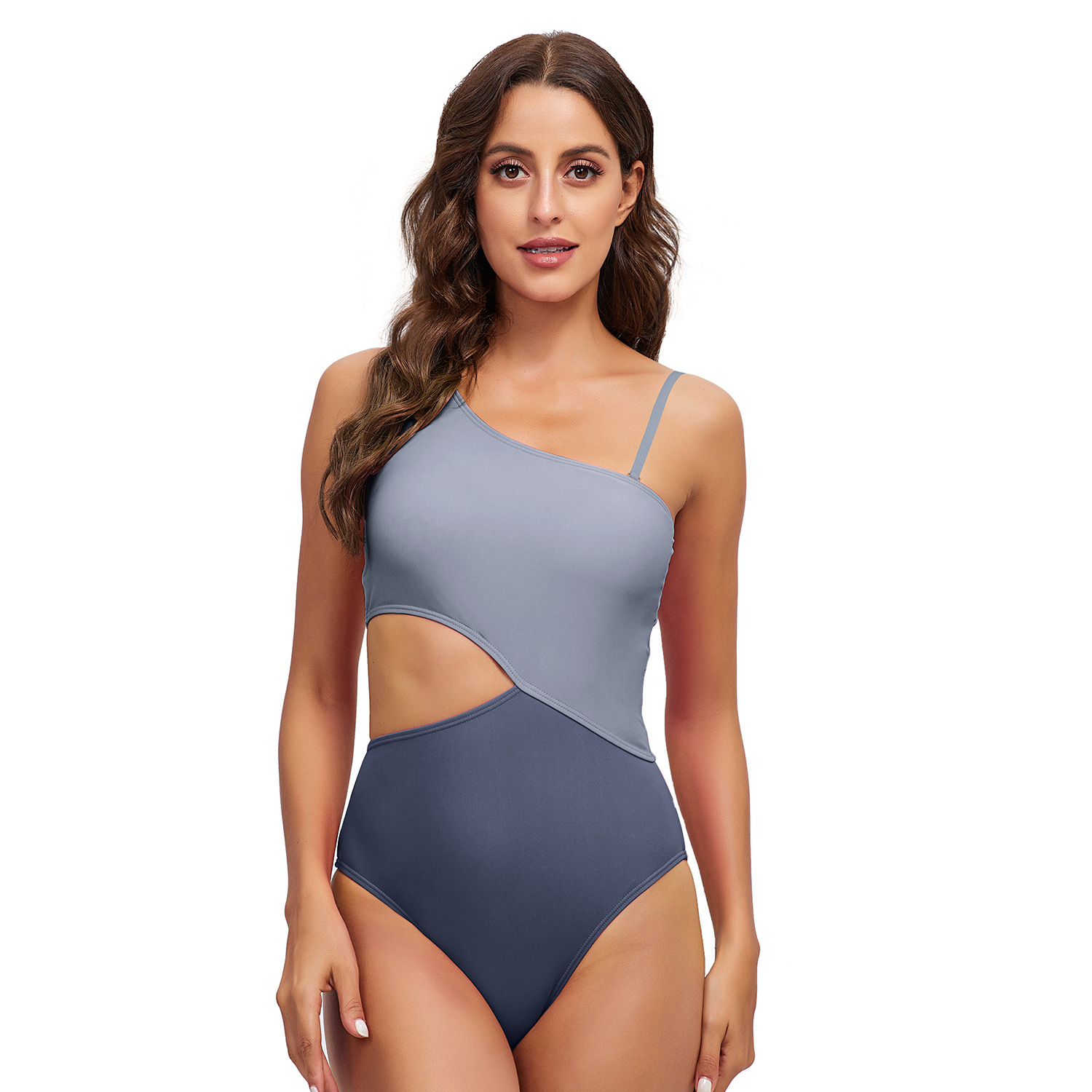 Open Back Triangle One Piece Swimsuit multicolour B020