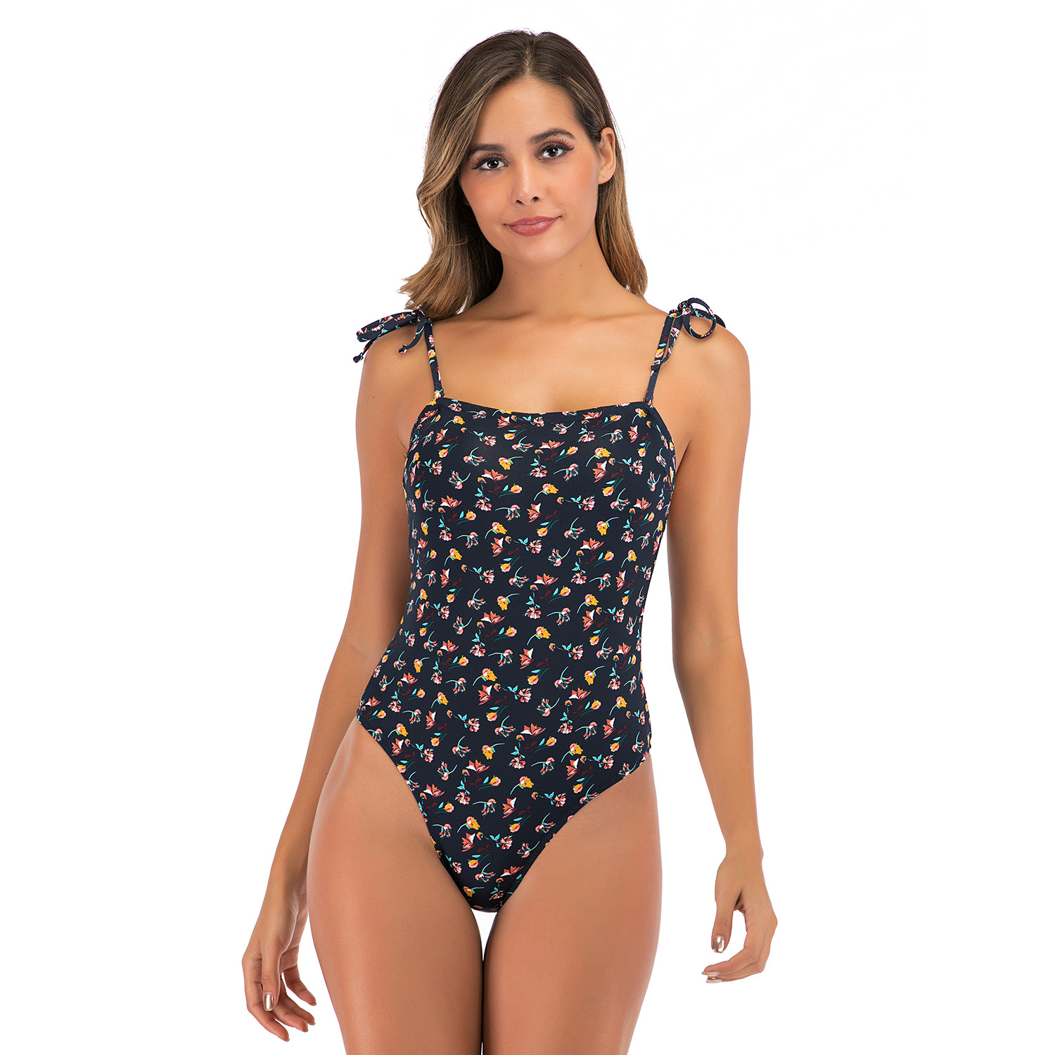 Backless Slim Swimsuit Printed One-Piece Swimsuit B066