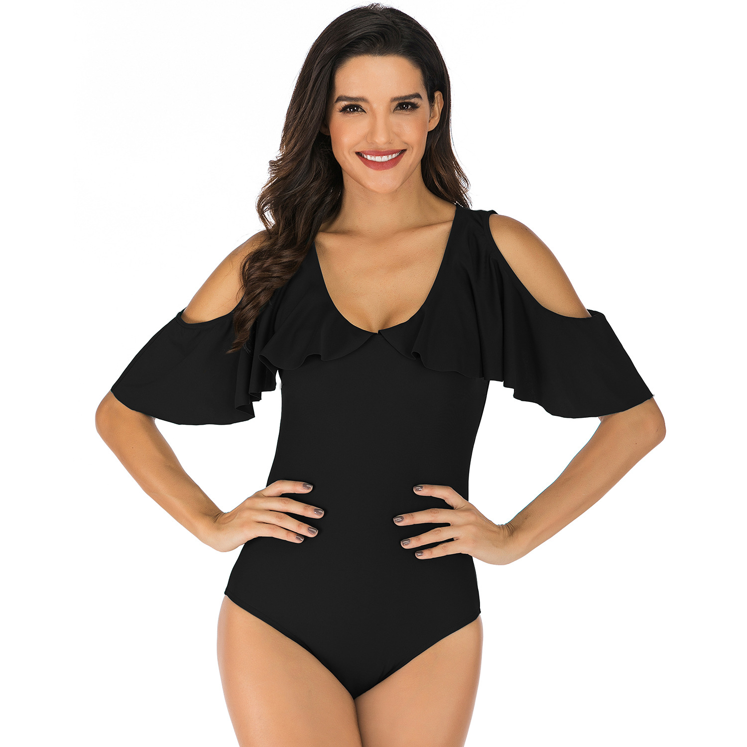 Conservative Swimsuit Ruffle Swimsuit B065