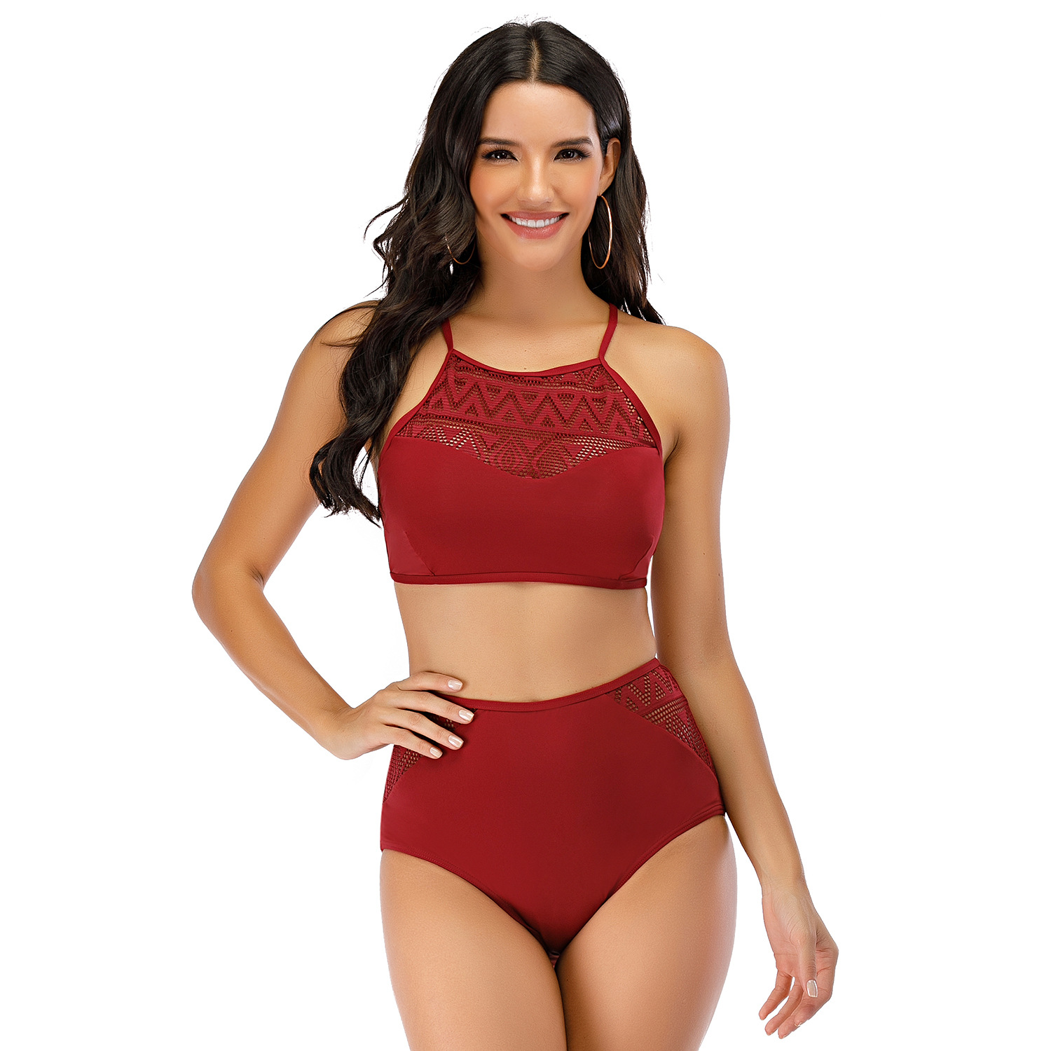 Belly-covering Fashion Hollow Strap Split Triangle Swimsuit B090