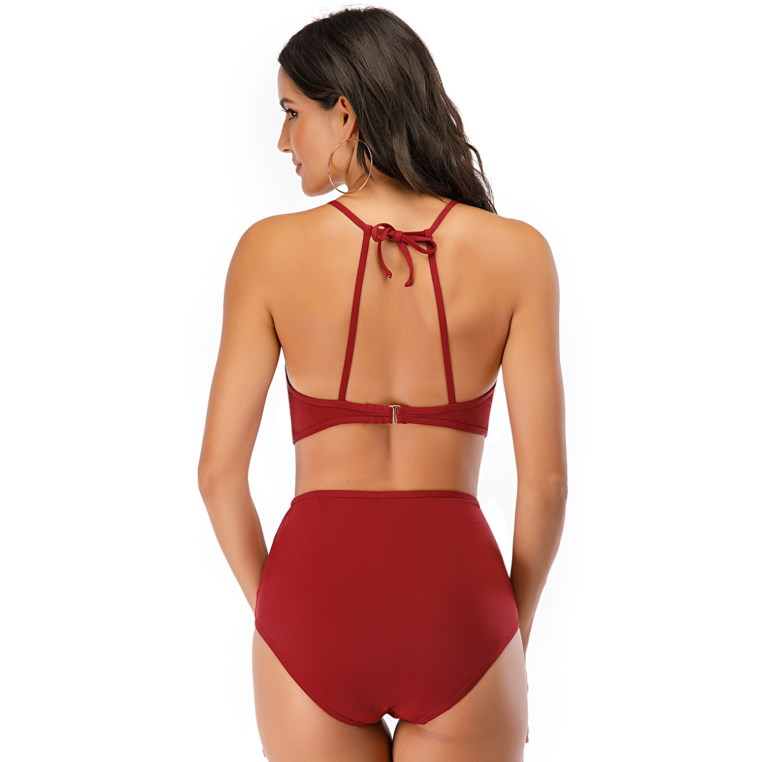 Belly-covering Fashion Hollow Strap Split Triangle Swimsuit B090