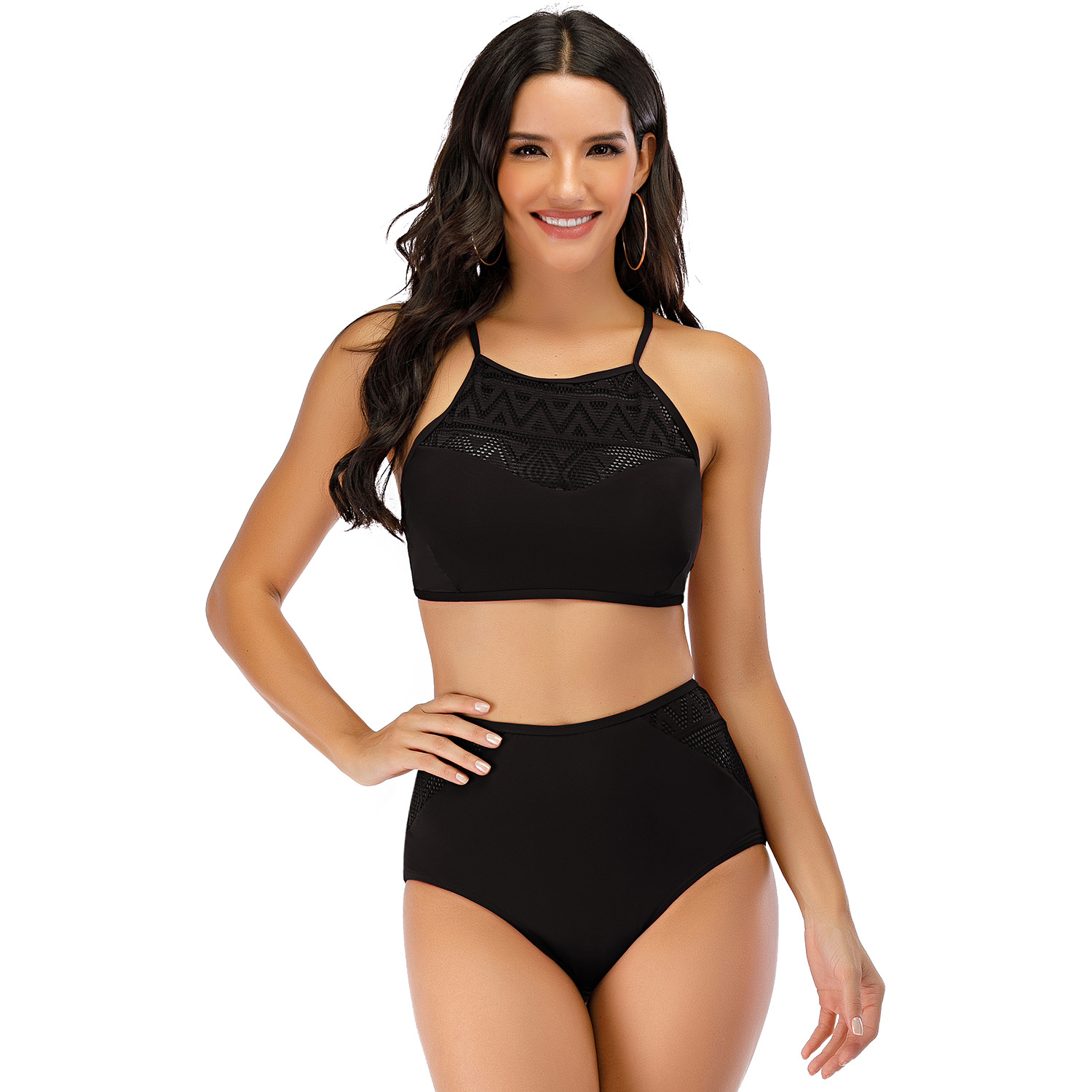 Belly-covering Fashion Hollow Strap Split Triangle Swimsuit B090