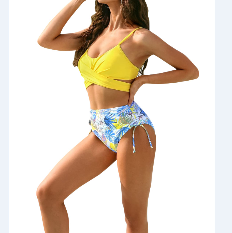 European and American high waist swimsuit women's sexy split swimsuit B082