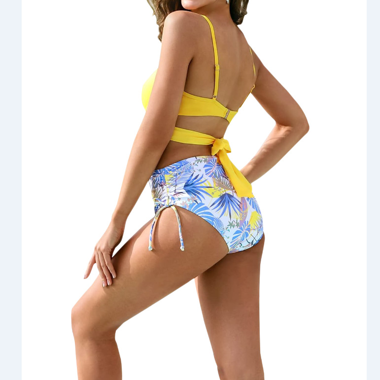 European and American high waist swimsuit women's sexy split swimsuit B082