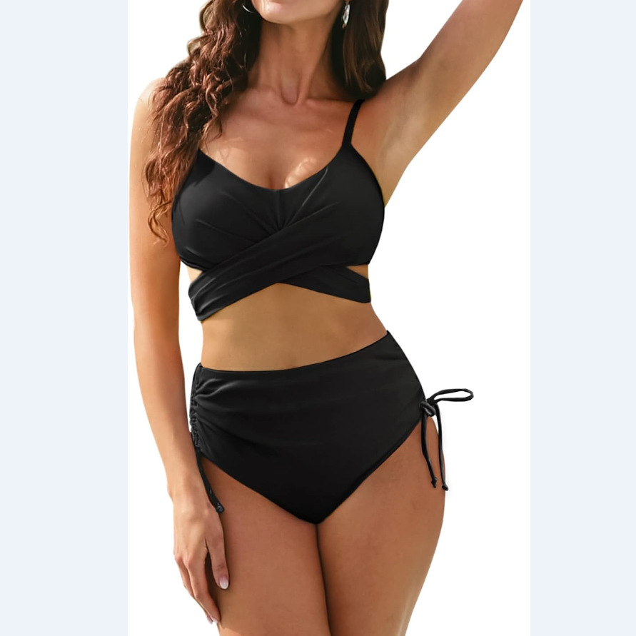 European and American high waist swimsuit women's sexy split swimsuit B082