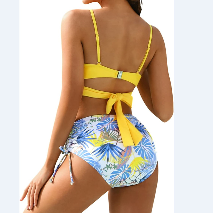 European and American high waist swimsuit women's sexy split swimsuit B082