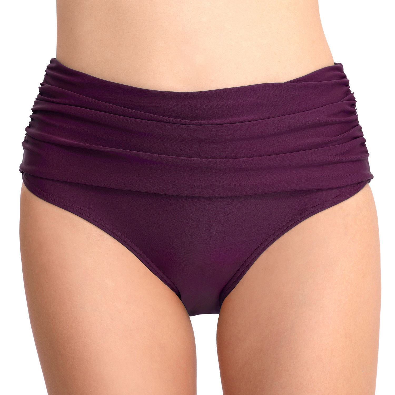 High Waist Stretch Pleated Swim Shorts B116