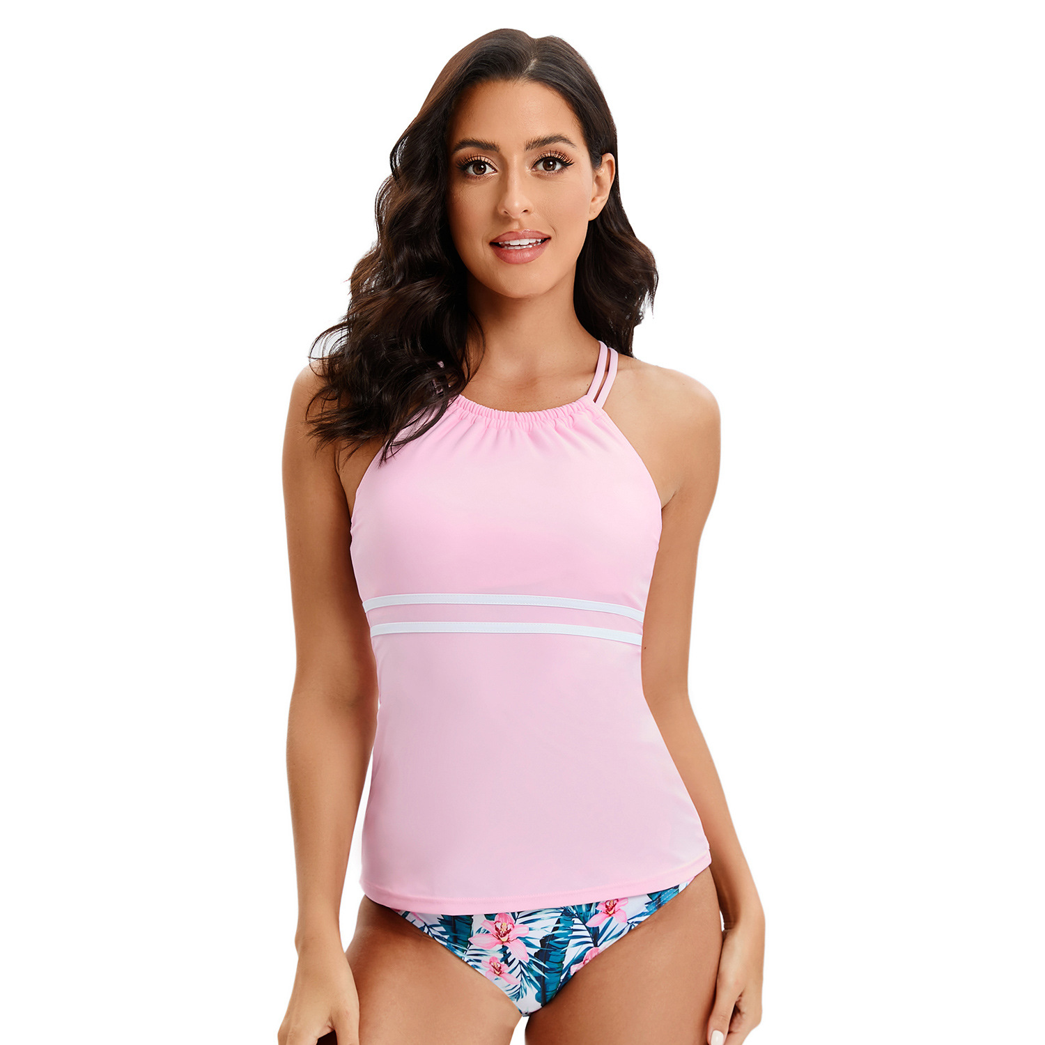 Printed Cross Conservative Two-Piece Swimsuit B101
