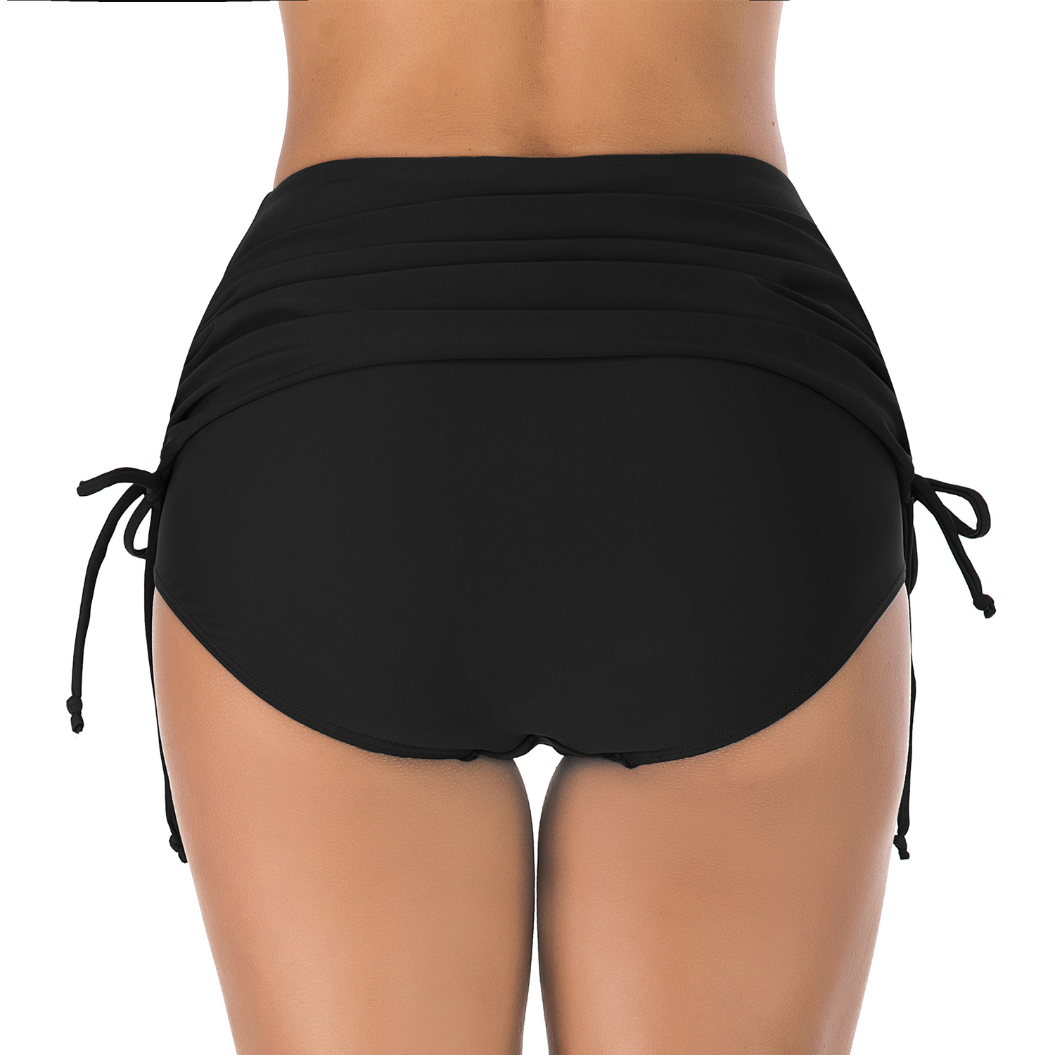 Solid Color Versatile Adjustable High Waist Swim Trunks B117