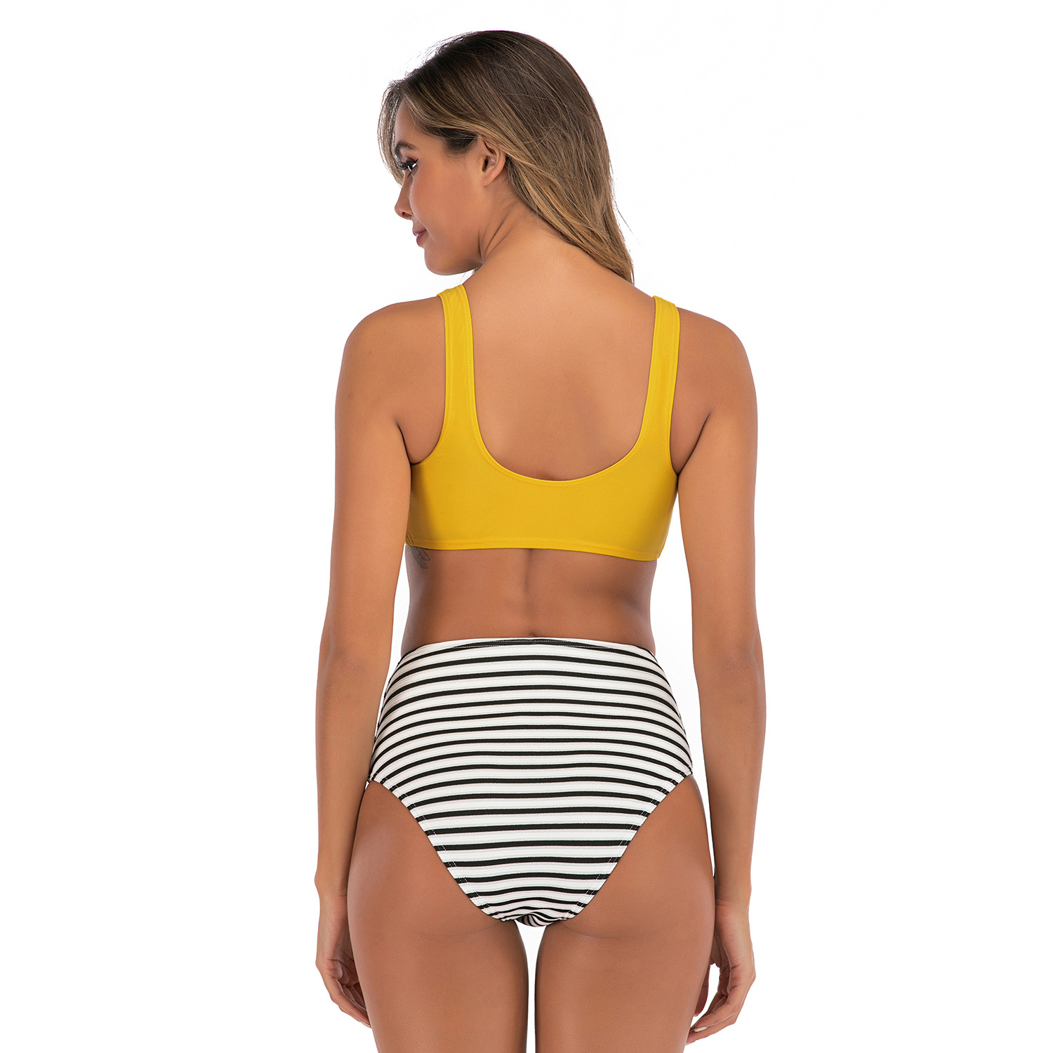 women's striped backless two piece swimsuit B110