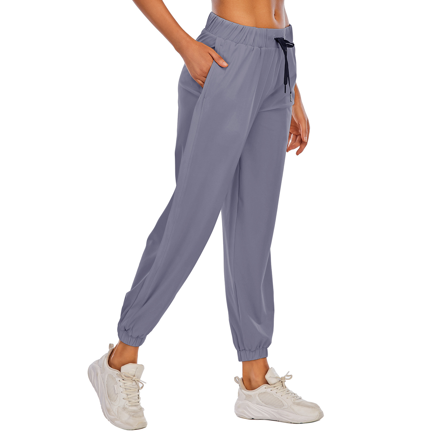 High waist elastic lace-up waist and foot cinching fitness pants B157