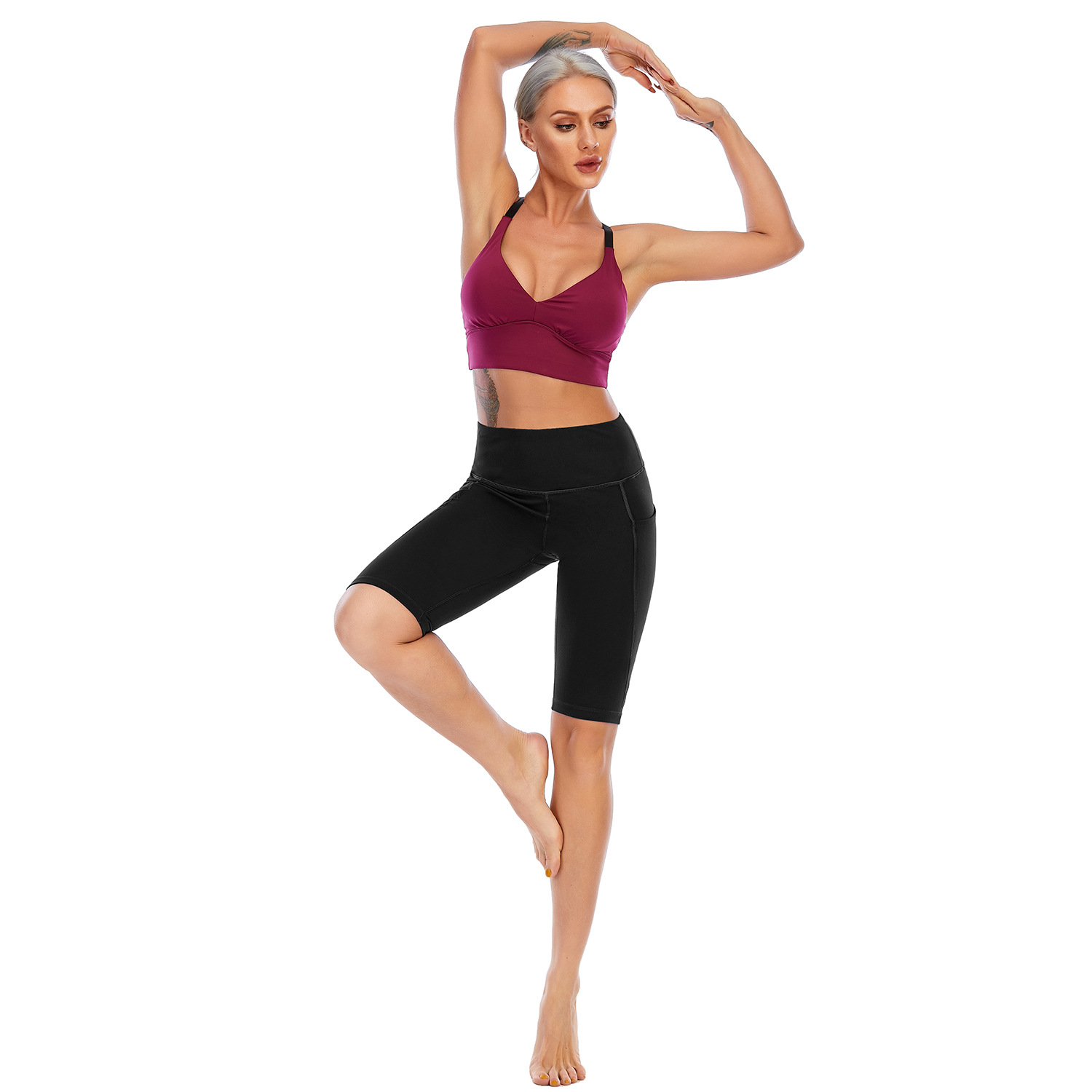 Hip-lifting high-waisted athletic shorts for women B149