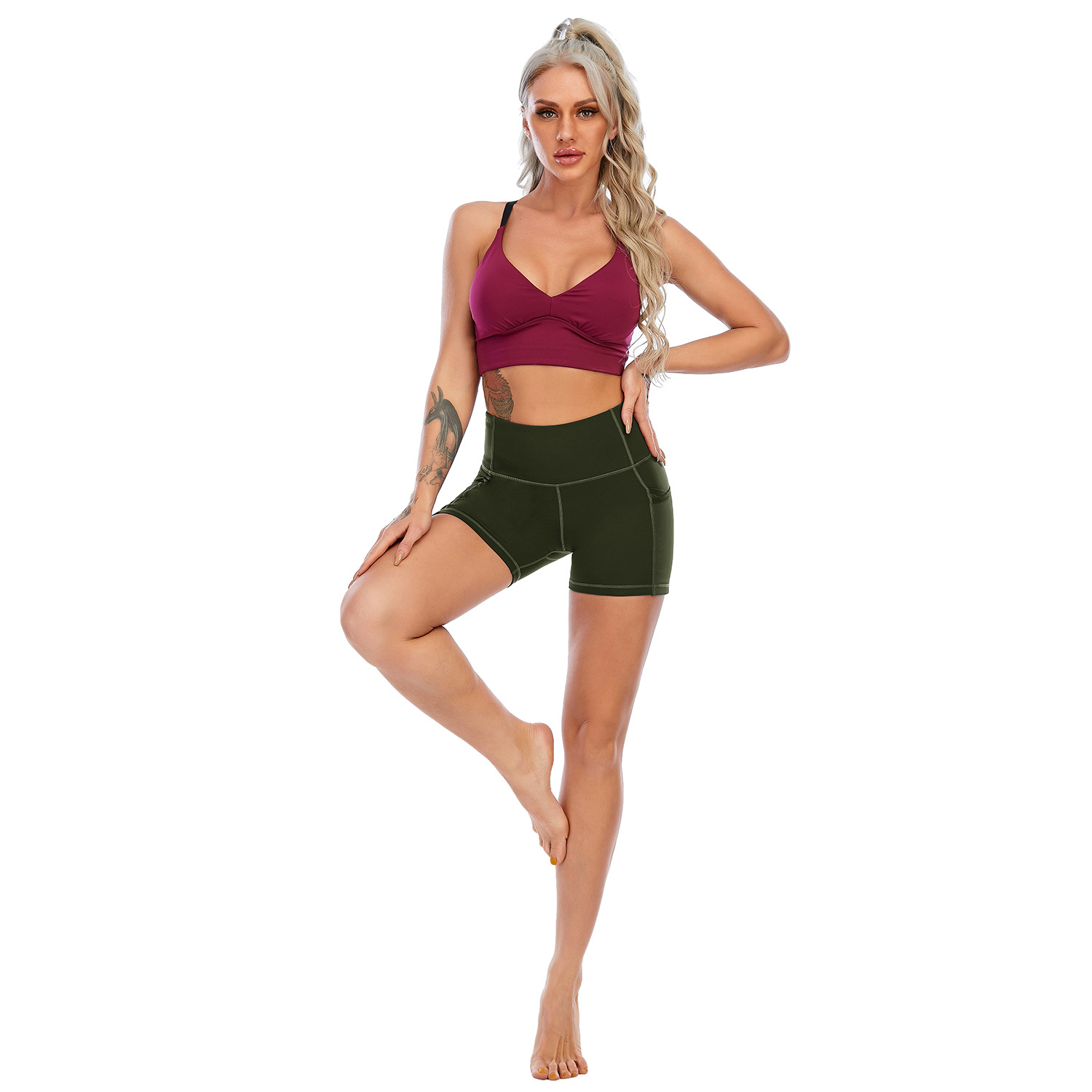 Nude sense skin-friendly high waist elastic tight waist closed pants women B153