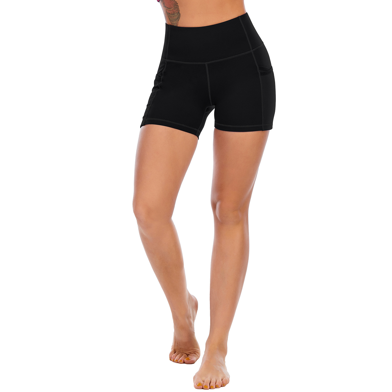 Nude sense skin-friendly high waist elastic tight waist closed pants women B153