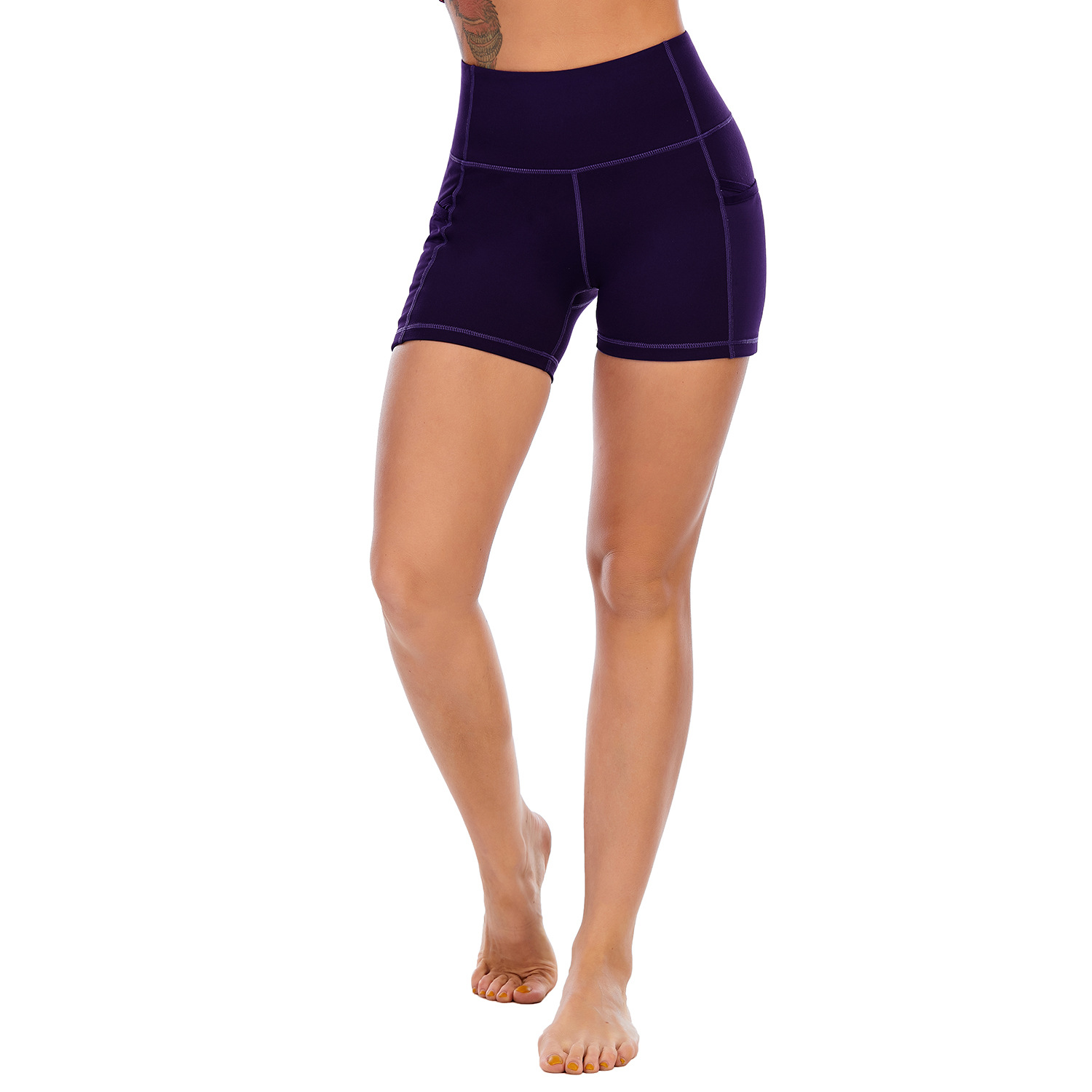 Nude sense skin-friendly high waist elastic tight waist closed pants women B153