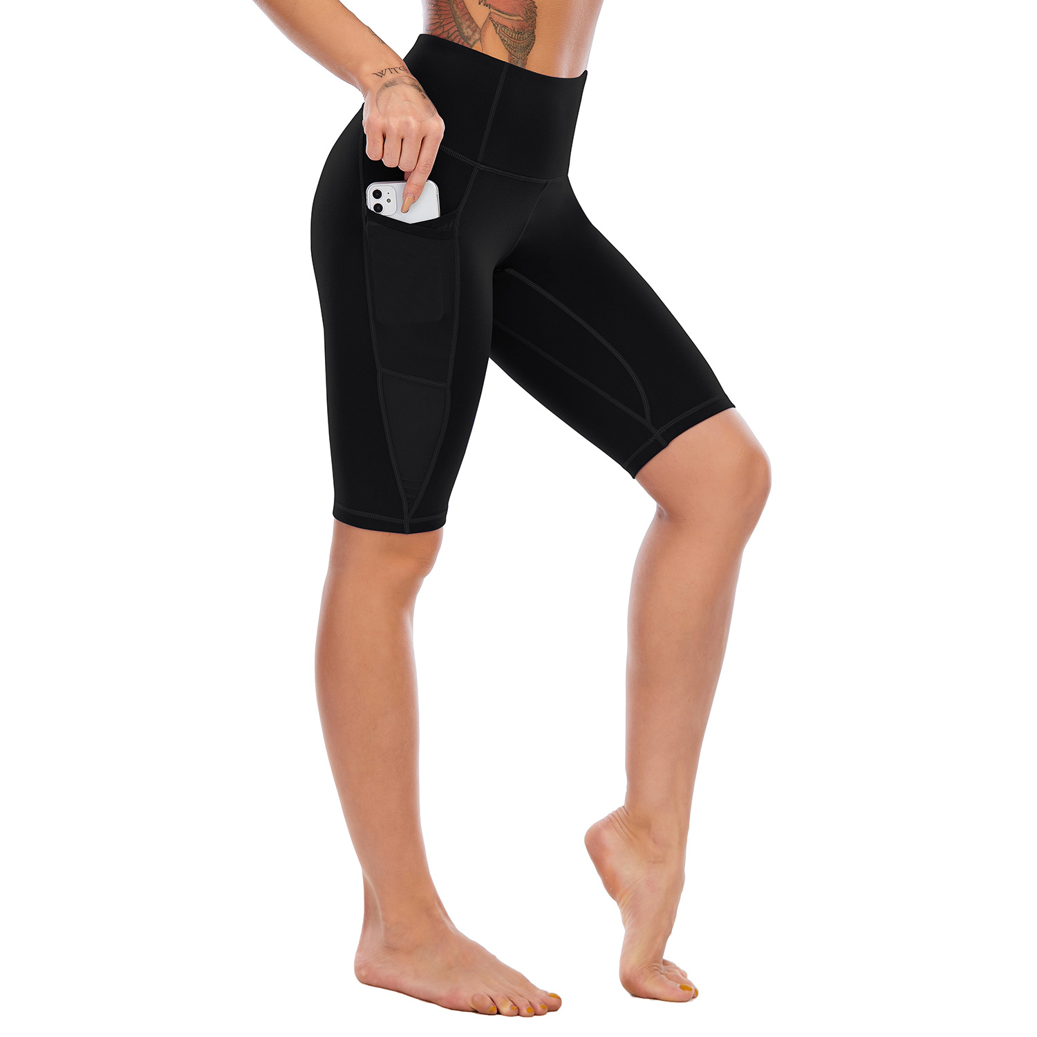 Summer high waist quick dry fitness breathable sports nickel pants B145