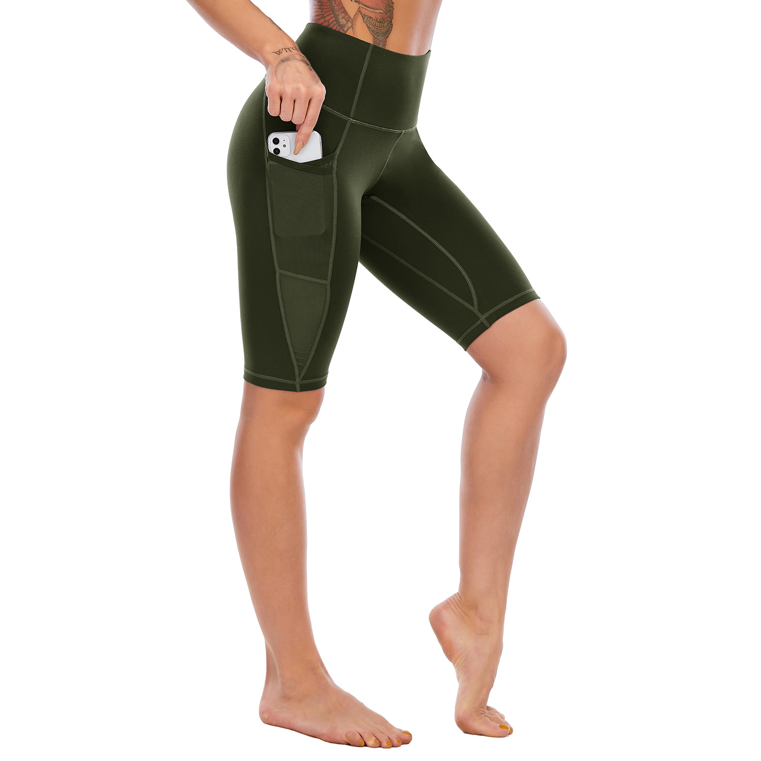 Summer high waist quick dry fitness breathable sports nickel pants B145