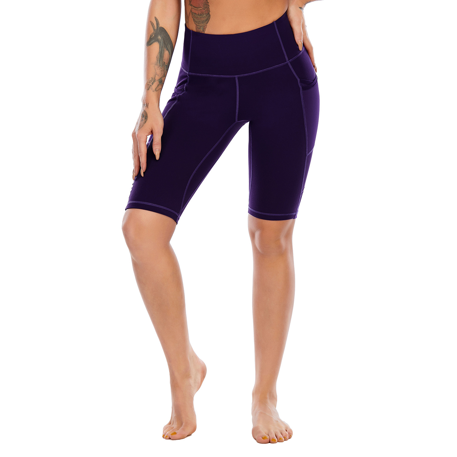 Summer high waist quick dry fitness breathable sports nickel pants B145