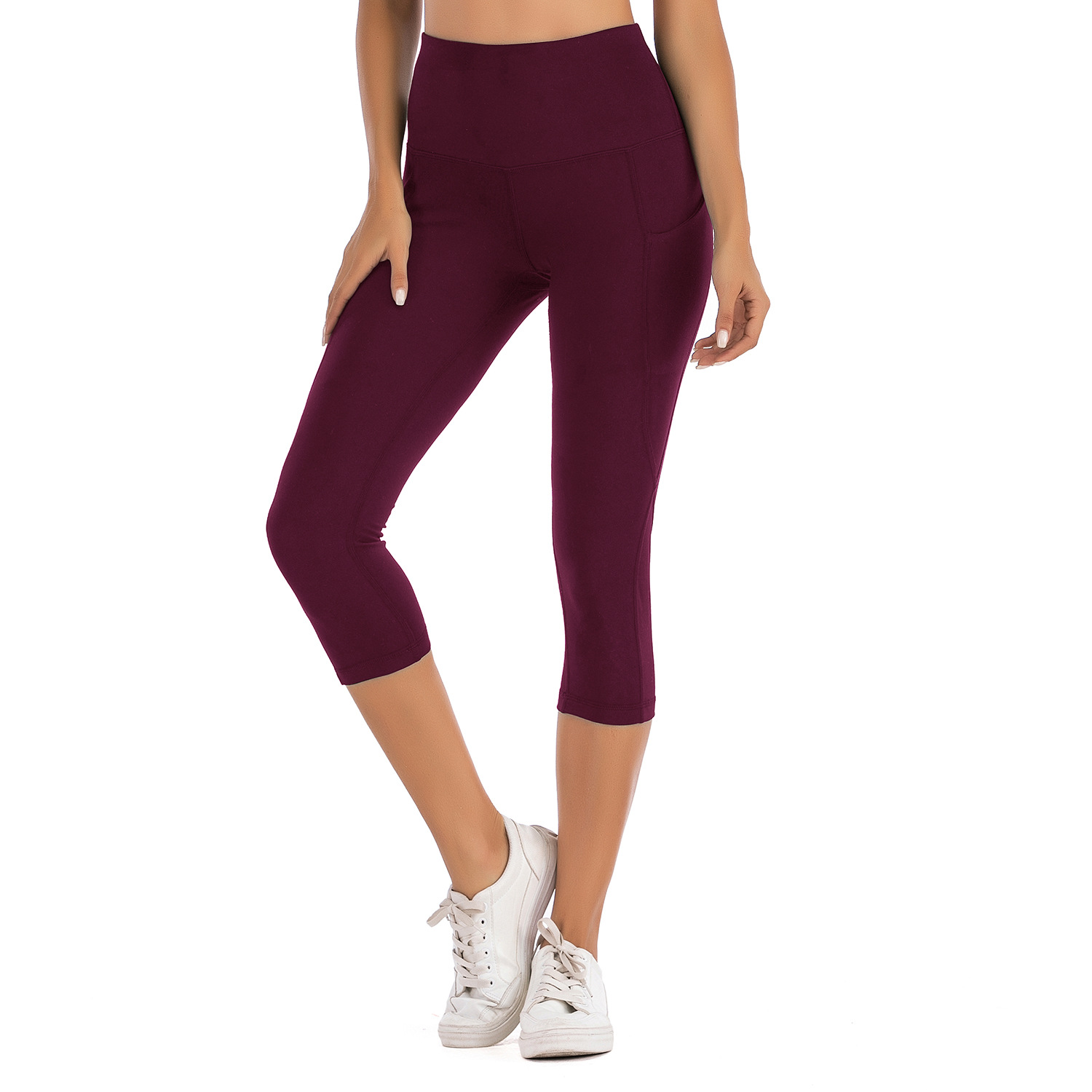Tight waist nude skin-friendly yoga cropped pants B137