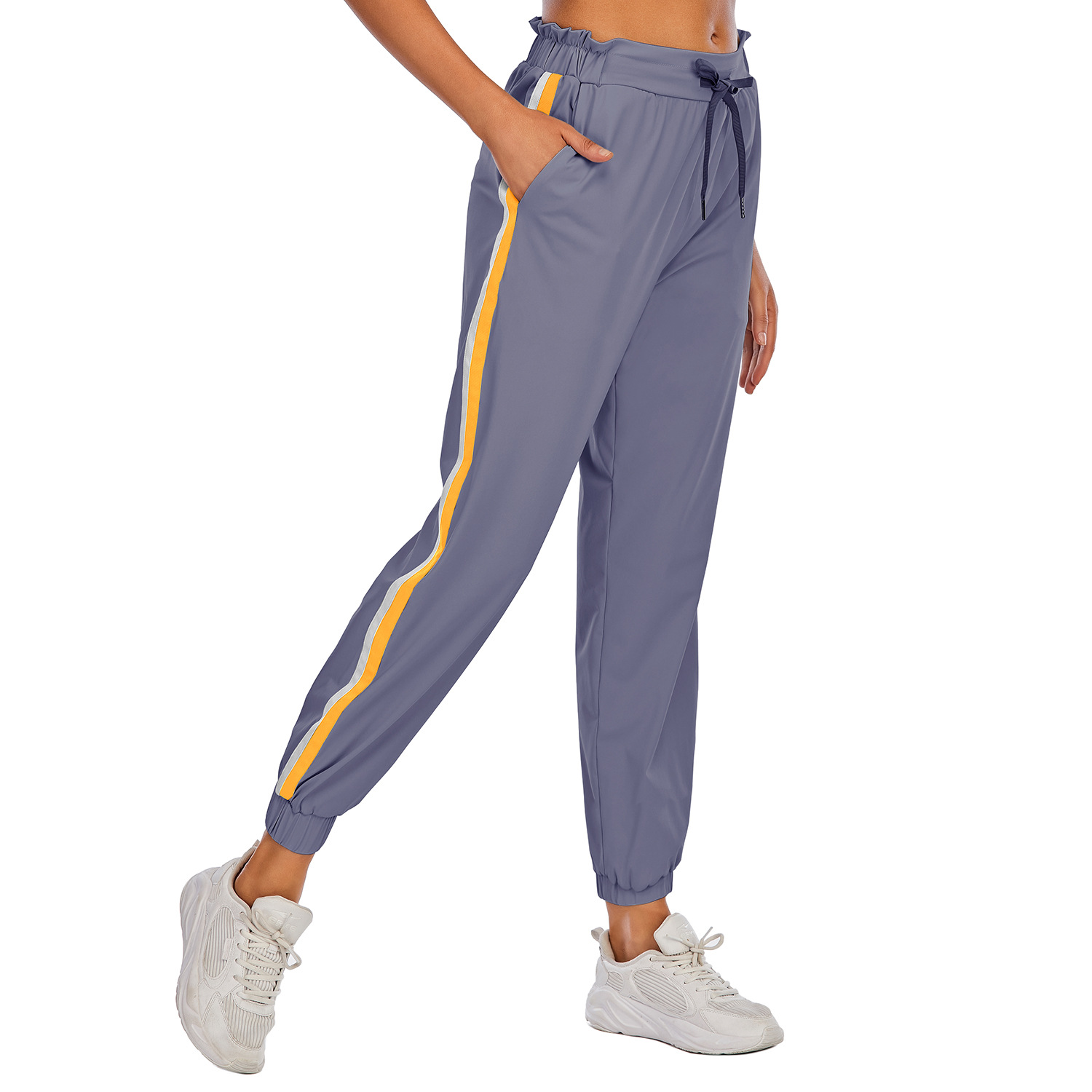 Waist collection color matching thin sports fitness pants female B158